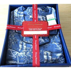 Tommy Bahama Men's Woven Notch Collar Long Pant PJ set Tropical Island Life NIB